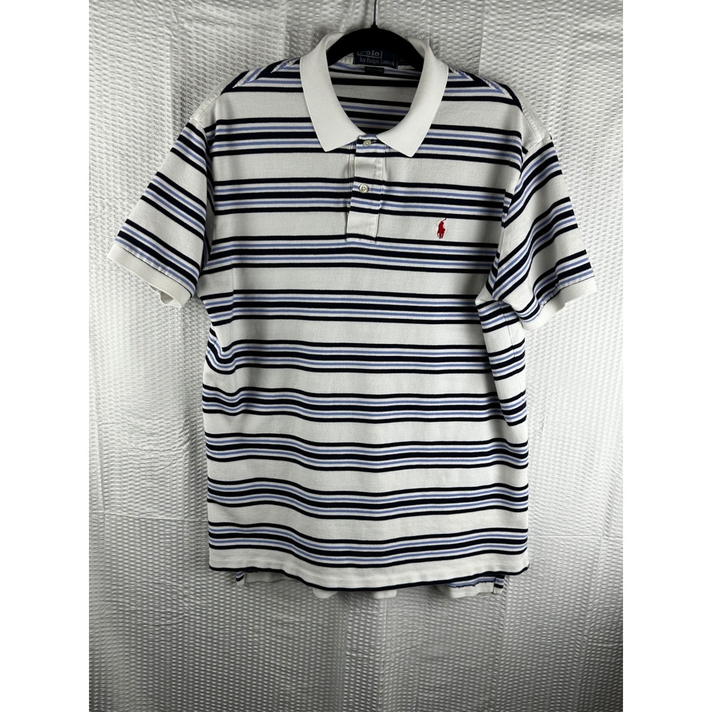 Vintage POLO Ralph Lauren‎ Shirt Men's XL Retro Stripe Short Sleeve Golf Rugby